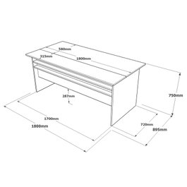 Hanah Home Vs1-Cga Mesa de Estudio Moderna 180 cm Marrón Gris Antracita